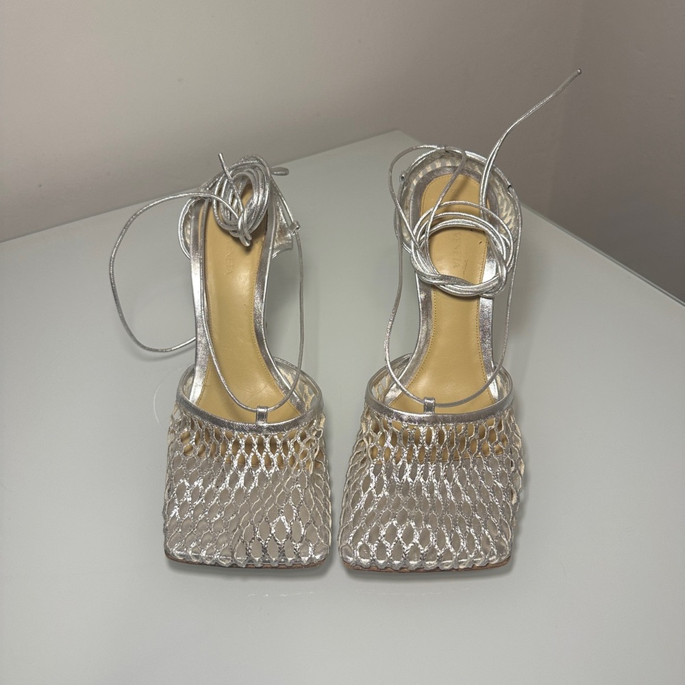 Bottega Veneta Silver Mesh Heels